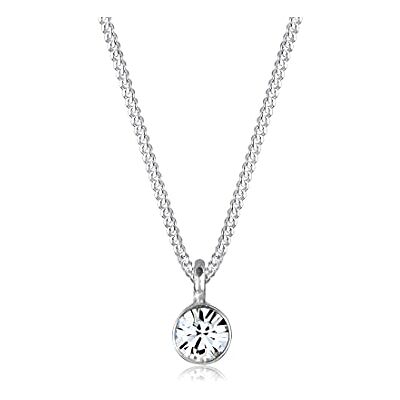 Elli Colar de mulher solitário básico com cristais em prata esterlina 925, Prata esterlina, Swarovski Elli Colar de mulher solitário básico com cristais em prata esterlina 925, Prata esterlina, Swarovski