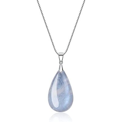 COAI Colar para mulher em prata de lei com pendente gota de água em pedras naturais, Prata, Pedra da lua COAI Colar para mulher em prata de lei com pendente gota de água em pedras naturais, Prata, Pedra da lua