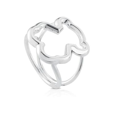 TOUS Anel de prata de primeira lei para mulher com motivo de silhueta de urso, tamanho 12, coleção New Carrossel TOUS Anel de prata de primeira lei para mulher com motivo de silhueta de urso, tamanho 12, coleção New Carrossel
