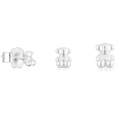 TOUS Brincos de prata de primeira lei para mulher, conjunto de 3 brincos de 4,5 a 6 mm, coleção Bold Bear TOUS Brincos de prata de primeira lei para mulher, conjunto de 3 brincos de 4,5 a 6 mm, coleção Bold Bear