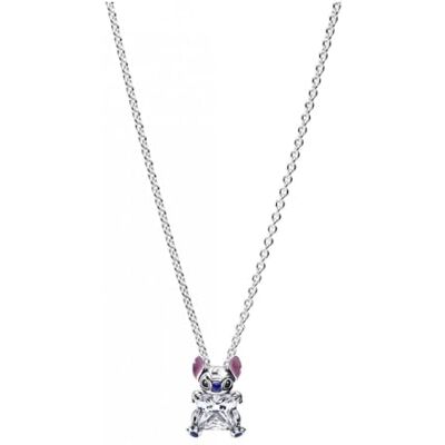 PANDORA Colar Disney Stitch em prata de lei with zircónias, tamanho: 45 mm, PANDORA Colar Disney Stitch em prata de lei with zircónias, tamanho: 45 mm,