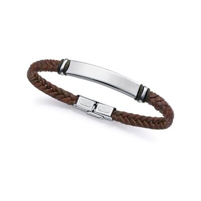 Viceroy Pulseira para homem de aço inoxidável e pele, 21,5 cm 15180P Aço inoxidável e couro genuíno. Fecho de caixa com lingueta Viceroy Pulseira para homem de aço inoxidável e pele, 21,5 cm 15180P Aço inoxidável e couro genuíno. Fecho de caixa com lingueta