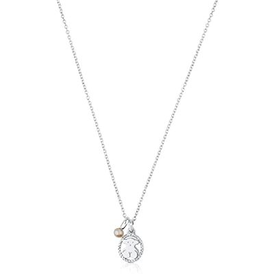 TOUS Colar de Prata de Primeira Lei com Pérola Cultivada 1,2 cm para Mulher, Comprimento 45cm, Versátil e Elegante, Coleção Camee TOUS Colar de Prata de Primeira Lei com Pérola Cultivada 1,2 cm para Mulher, Comprimento 45cm, Versátil e Elegante, Coleção Camee