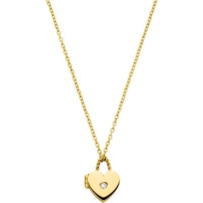 Purelei Heartbeat Corrente de medalhão (dourado), colar de mulher em aço inoxidável durável, joalharia impermeável com pingente de comprimento ajustável de 40 a 45 cm, prata de lei, zircónia cúbica Purelei Heartbeat Corrente de medalhão (dourado), colar de mulher em aço inoxidável durável, joalharia impermeável com pingente de comprimento ajustável de 40 a 45 cm, prata de lei, zircónia cúbica