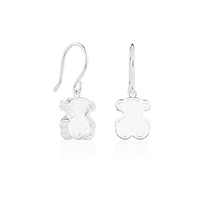 TOUS Brincos de prata de primeira lei para mulher com fecho de pressão com motivo urso de 1,15 cm, versátil e atemporal, coleção Galaxy TOUS Brincos de prata de primeira lei para mulher com fecho de pressão com motivo urso de 1,15 cm, versátil e atemporal, coleção Galaxy