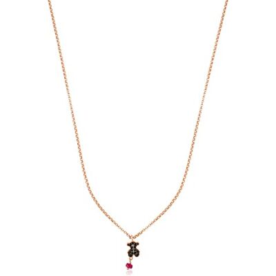TOUS Colar com Banho de Ouro Rosa 18Kt sobre Prata e Pingente de Espinela e Rubi para Mulher, Comprimento 45cm, Pingente 0,9cm, Glamour e Elegância, Coleção Motif TOUS Colar com Banho de Ouro Rosa 18Kt sobre Prata e Pingente de Espinela e Rubi para Mulher, Comprimento 45cm, Pingente 0,9cm, Glamour e Elegância, Coleção Motif