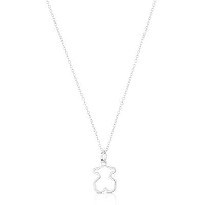 TOUS Colar de prata de primeira lei para mulher com pingente de urso de 12 mm, 45 cm de comprimento, delicado e elegante, coleção Galaxy TOUS Colar de prata de primeira lei para mulher com pingente de urso de 12 mm, 45 cm de comprimento, delicado e elegante, coleção Galaxy