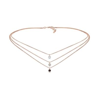 Elli Colar mulher camada de gargantilha com cristais em prata esterlina 925, Prata esterlina, Cristal Elli Colar mulher camada de gargantilha com cristais em prata esterlina 925, Prata esterlina, Cristal