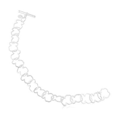 TOUS Pulseira de prata de primeira lei para mulher com motivo de ursos em carrosel 1,25 cm, 19 cm de comprimento, clássica e elegante, coleção carrossel TOUS Pulseira de prata de primeira lei para mulher com motivo de ursos em carrosel 1,25 cm, 19 cm de comprimento, clássica e elegante, coleção carrossel