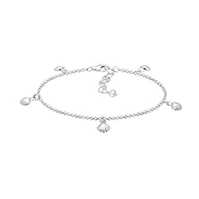 Elli Pulseira para mulher, concha marítima, verão, em prata de lei 925, 160, corte facetado, sem gemas, Corte facetado, sem pedra Elli Pulseira para mulher, concha marítima, verão, em prata de lei 925, 160, corte facetado, sem gemas, Corte facetado, sem pedra