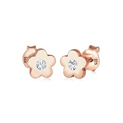 Elli Brincos para crianças com cristais, fabricados em prata de lei 925 banhado a ouro rosa Elli Brincos para crianças com cristais, fabricados em prata de lei 925 banhado a ouro rosa