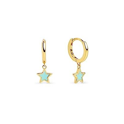 SINGULARU Brincos Aro Star Sky Enamel. Prata de lei acabamento em casa de banho em ouro de 18 Kt ou ródio fecho Congo. Joias para mulher, Prata esterlina, Sem Pedra Preciosa SINGULARU Brincos Aro Star Sky Enamel. Prata de lei acabamento em casa de banho em ouro de 18 Kt ou ródio fecho Congo. Joias para mulher, Prata esterlina, Sem Pedra Preciosa