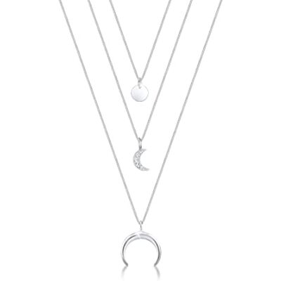 Elli Necklace Layer Necklace Astro Mix Look with pendentes e cristais em prata esterlina 925, Prata esterlina, Cristal Elli Necklace Layer Necklace Astro Mix Look with pendentes e cristais em prata esterlina 925, Prata esterlina, Cristal