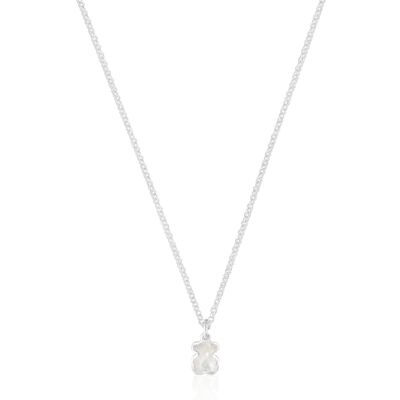 TOUS Colar curto de prata e motivo urso em madrepérola, para mulher, coleção de cores TOUS Colar curto de prata e motivo urso em madrepérola, para mulher, coleção de cores