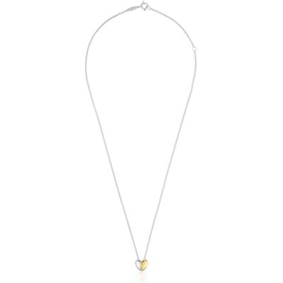 TOUS Colar curto para mulher com motivo de duplo coração pequeno bicolor, coleção My Other Half TOUS Colar curto para mulher com motivo de duplo coração pequeno bicolor, coleção My Other Half