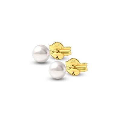 Amberta Allure Brincos de botão com pérolas cultivadas para mulher em ouro de 9 quilates, Ouro amarelo Pérola, Pérola Amberta Allure Brincos de botão com pérolas cultivadas para mulher em ouro de 9 quilates, Ouro amarelo Pérola, Pérola