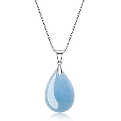 COAI Colar para mulher em prata de lei com pendente gota de água em pedras naturais COAI Colar para mulher em prata de lei com pendente gota de água em pedras naturais
