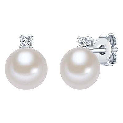 Valero Pearls Brincos para mulher prata de lei 925 pérolas de água doce de cultivo zircônia Valero Pearls Brincos para mulher prata de lei 925 pérolas de água doce de cultivo zircônia
