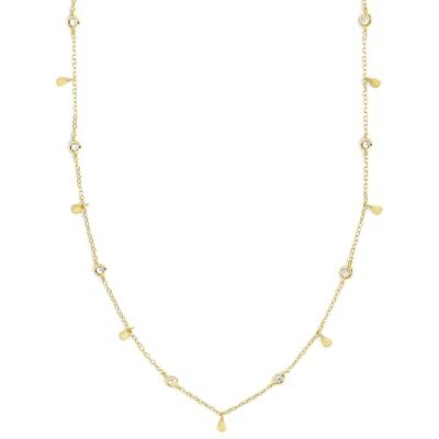 SINGULARU Colar Mini Spark Drop. Pingente em prata de lei 925 com acabamento de casa de banho de ouro de 18 Kt ou em casa de banho de ródio corrente de tamanho único. Joias para mulher, Médio SINGULARU Colar Mini Spark Drop. Pingente em prata de lei 925 com acabamento de casa de banho de ouro de 18 Kt ou em casa de banho de ródio corrente de tamanho único. Joias para mulher, Médio