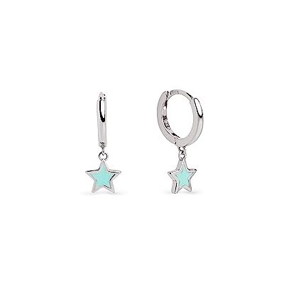 SINGULARU Brincos de Argola Star Sky Enamel. Prata de Lei com Banho em Ouro de 18 Kt ou Ródio Fecho de Congo. Joias para Mulher SINGULARU Brincos de Argola Star Sky Enamel. Prata de Lei com Banho em Ouro de 18 Kt ou Ródio Fecho de Congo. Joias para Mulher