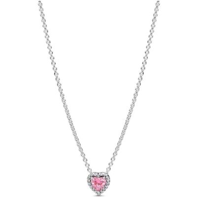 PANDORA Timeless 398425C02-45 Colar em Forma de Coração em Prata Sterling com Zircónia Rosa 45 cm, 45 cm, Prata Sterling, Zircónia Cúbica PANDORA Timeless 398425C02-45 Colar em Forma de Coração em Prata Sterling com Zircónia Rosa 45 cm, 45 cm, Prata Sterling, Zircónia Cúbica
