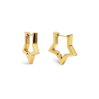 SINGULARU Brincos Superstar. Aço Inoxidável ou Aço com Banho em Ouro de 18Kt. Fecho de Congo/Click. Joias para Mulher, Aço inoxidável, Sem pedra preciosa SINGULARU Brincos Superstar. Aço Inoxidável ou Aço com Banho em Ouro de 18Kt. Fecho de Congo/Click. Joias para Mulher, Aço inoxidável, Sem pedra preciosa