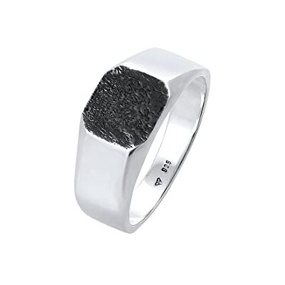 Kuzzoi Anel de selo para homem quadrado mate oxidado em prata de lei 925 maciça, anel clássico de prata de 11 mm de largura, anel para homens no tamanho 60 66, 0603521921, Prata esterlina Kuzzoi Anel de selo para homem quadrado mate oxidado em prata de lei 925 maciça, anel clássico de prata de 11 mm de largura, anel para homens no tamanho 60 66, 0603521921, Prata esterlina