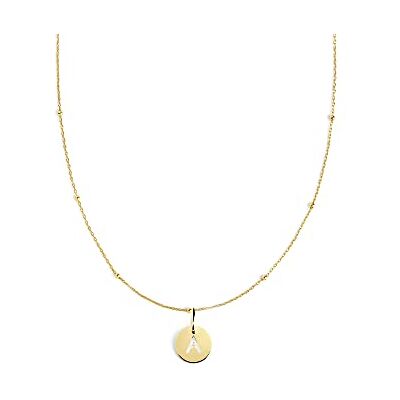 SINGULARU Colar mini medallion pingente com medalhão em prata de lei 925 com acabamento em casa de banho de ouro de 18 Kt. Corrente de tamanho único jóias para mulher SINGULARU Colar mini medallion pingente com medalhão em prata de lei 925 com acabamento em casa de banho de ouro de 18 Kt. Corrente de tamanho único jóias para mulher