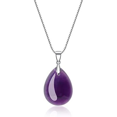 COAI Colar para mulher de prata de lei 925 com pendente gota de água de ametista pedra natural genuína COAI Colar para mulher de prata de lei 925 com pendente gota de água de ametista pedra natural genuína
