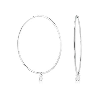 TOUS Brincos de argola de prata de primeira lei para mulher com motivo de 4 cm e fecho criolla, elegante e versátil, Coleção Bear TOUS Brincos de argola de prata de primeira lei para mulher com motivo de 4 cm e fecho criolla, elegante e versátil, Coleção Bear