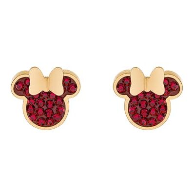 Disney Minnie Brincos para menina de aço inoxidável com zircões, tamanho único, jóias Disney Minnie Brincos para menina de aço inoxidável com zircões, tamanho único, jóias