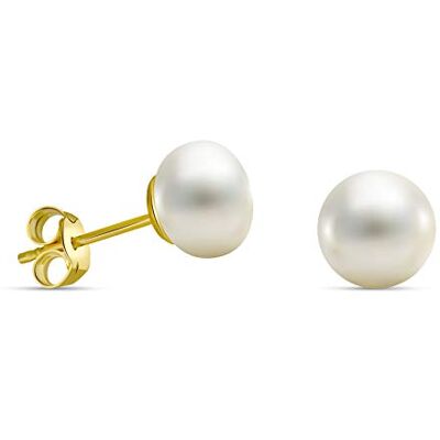 MIORE Brincos de ouro amarelo de 9K com pérola para mulher MIORE Brincos de ouro amarelo de 9K com pérola para mulher