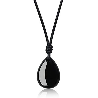 COAI Colar com pendente gota de pedras naturais semi preciosas, Pedra COAI Colar com pendente gota de pedras naturais semi preciosas, Pedra