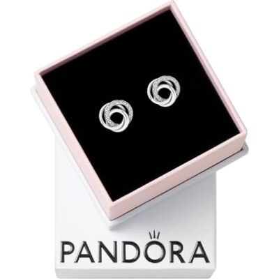 PANDORA Moments Brincos de botão rodeados de prata de lei com zircónias cúbicas transparentes PANDORA Moments Brincos de botão rodeados de prata de lei com zircónias cúbicas transparentes