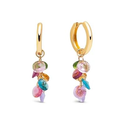 SINGULARU Brincos para mulher, caramelo, cores, casa de banho dourado O latão com banho de ouro de 18 kt proporciona estilo e elegância com cristais coloridos e zircónio. SINGULARU Brincos para mulher, caramelo, cores, casa de banho dourado O latão com banho de ouro de 18 kt proporciona estilo e elegância com cristais coloridos e zircónio.