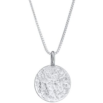 Kuzzoi Colar de prata para homem com pingente de moeda redondo (15 mm), colar para homem em prata de lei 925, corrente com placa estruturada Kuzzoi Colar de prata para homem com pingente de moeda redondo (15 mm), colar para homem em prata de lei 925, corrente com placa estruturada