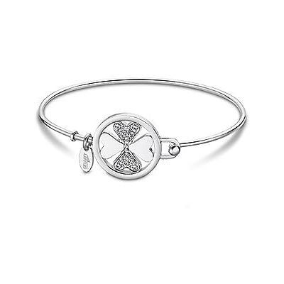 Lotus Pulseira de Aço Inoxidável para Mulher Pulseira de Trevo de 4 Folhas com Amuleto da Sorte 6,46 cm Acabamento Polido e Refinado Ideal para Presente de Aniversário e Lotus Pulseira de Aço Inoxidável para Mulher Pulseira de Trevo de 4 Folhas com Amuleto da Sorte 6,46 cm Acabamento Polido e Refinado Ideal para Presente de Aniversário e