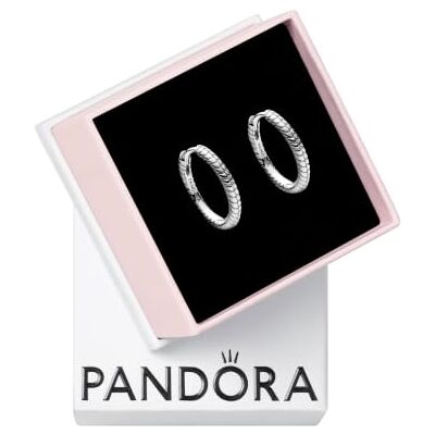 PANDORA Moments Infinity Brincos com padrão de corrente de cobra, Tamanho único, Prata esterlina, Sem Pedra Preciosa PANDORA Moments Infinity Brincos com padrão de corrente de cobra, Tamanho único, Prata esterlina, Sem Pedra Preciosa