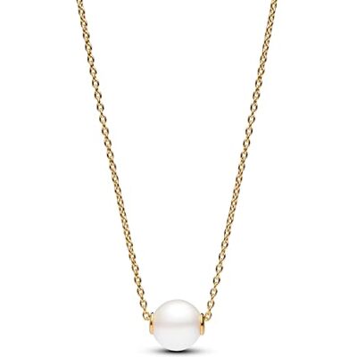 PANDORA Timeless Joalharia folheada a ouro de 14 quilates com pérolas brancas cultivadas de água doce tratada, 45 cm, Prata esterlina, Zircônia Cúbica PANDORA Timeless Joalharia folheada a ouro de 14 quilates com pérolas brancas cultivadas de água doce tratada, 45 cm, Prata esterlina, Zircônia Cúbica