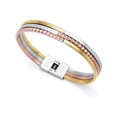 Viceroy Pulseira rígida para mulher chique de aço em Ip dourado e Ip rosa 14083P01019 Viceroy Pulseira rígida para mulher chique de aço em Ip dourado e Ip rosa 14083P01019