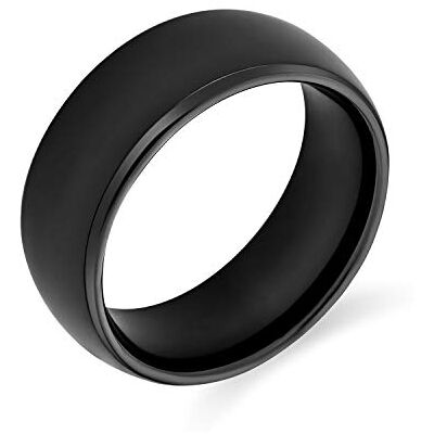 Bling Jewelry Anel de casamento de titânio para casais, simples e largo, em forma de cúpula, preto ou prateado, para homens e mulheres, ajuste confortável, 8 mm, tamanho 5-14, Metal, Sem pedras Bling Jewelry Anel de casamento de titânio para casais, simples e largo, em forma de cúpula, preto ou prateado, para homens e mulheres, ajuste confortável, 8 mm, tamanho 5-14, Metal, Sem pedras