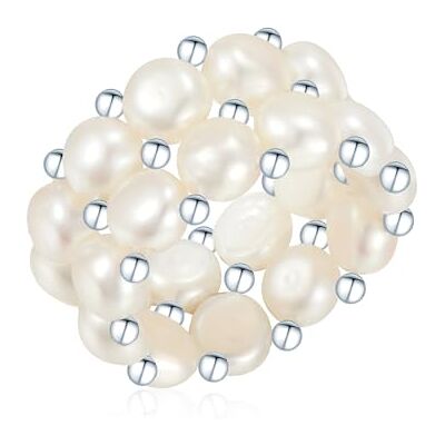 Valero Pearls Anel de Pérolas para Mulher Prata de lei 925 Valero Pearls Anel de Pérolas para Mulher Prata de lei 925