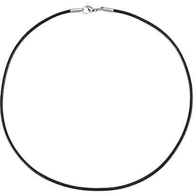 Auroris Colar de couro genuíno preto de 2 mm com fecho de mosquetão em aço inoxidável, comprimento 60 cm Auroris Colar de couro genuíno preto de 2 mm com fecho de mosquetão em aço inoxidável, comprimento 60 cm