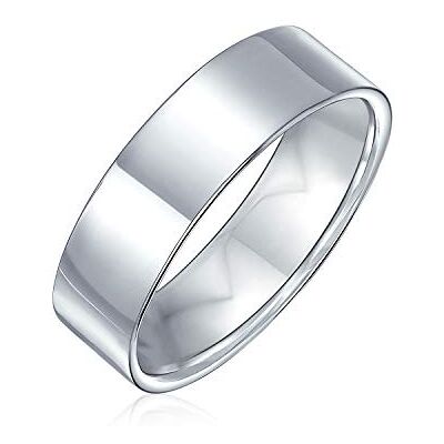 Bling Jewelry Simples minimalista prata esterlina 925 casais de casamento anel de banda plana para mulheres e homens 6 mm, Metal, Sem pedras preciosas Bling Jewelry Simples minimalista prata esterlina 925 casais de casamento anel de banda plana para mulheres e homens 6 mm, Metal, Sem pedras preciosas