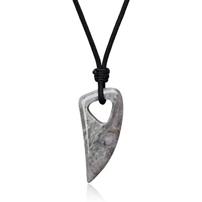 COAI Colar unissexo com pendente dente-de-lobo simplificado em pedras naturais, Pedra, Jaspe COAI Colar unissexo com pendente dente-de-lobo simplificado em pedras naturais, Pedra, Jaspe