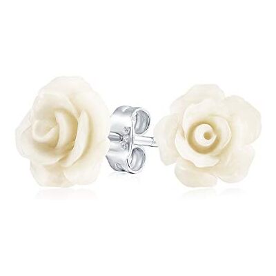 Bling Jewelry Brincos de botão de rosa de flores em relevo 3D em tons românticos delicados de rosa azul amarelo verde preto roxo branco e vermelho de 10 mm para mulheres adolescentes leves, Tamanho único, Resina Bling Jewelry Brincos de botão de rosa de flores em relevo 3D em tons românticos delicados de rosa azul amarelo verde preto roxo branco e vermelho de 10 mm para mulheres adolescentes leves, Tamanho único, Resina
