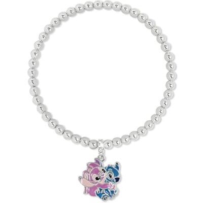 Disney Lilo & Stitch Stitch and Angel mulher pulseira prateada, Tamanho único, Latão, Não é uma pedra preciosa Disney Lilo & Stitch Stitch and Angel mulher pulseira prateada, Tamanho único, Latão, Não é uma pedra preciosa
