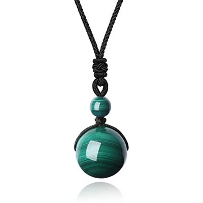 COAI Coleção unissexo Colar ajustável com pendente esférico de pedras naturais, pendulo contra o equilíbrio negativo, Reiki COAI Coleção unissexo Colar ajustável com pendente esférico de pedras naturais, pendulo contra o equilíbrio negativo, Reiki