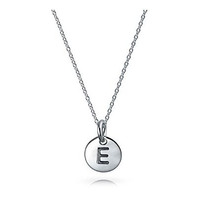 Bling Jewelry Tiny minimalista Abc redondo disco bloco letra alfabeto A-Z inicial colar pendente para adolescentes para mulher .925 prata de lei, Metal, Não é uma pedra preciosa Bling Jewelry Tiny minimalista Abc redondo disco bloco letra alfabeto A-Z inicial colar pendente para adolescentes para mulher .925 prata de lei, Metal, Não é uma pedra preciosa