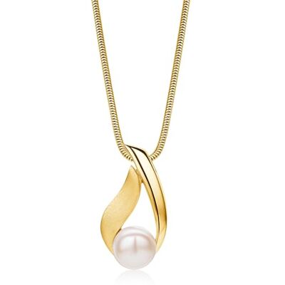 MIORE Colares de Mulher em Prata, Pingente de Pérola Banhado a Ouro 18 ct/Prata Sterling 925, Pérolas de Água Doce 8 mm, Corrente Snake de 45 cm, Joalharia para Mulher, Acompanha Estojo para Joias MIORE Colares de Mulher em Prata, Pingente de Pérola Banhado a Ouro 18 ct/Prata Sterling 925, Pérolas de Água Doce 8 mm, Corrente Snake de 45 cm, Joalharia para Mulher, Acompanha Estojo para Joias